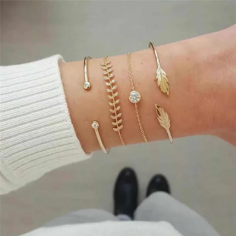 Cuban Chain Bracelet Set for Women, Gold Color, Boho Retro, Thick Twist, Trendy Quality Jewelry Gifts, 11Pcs, 2024