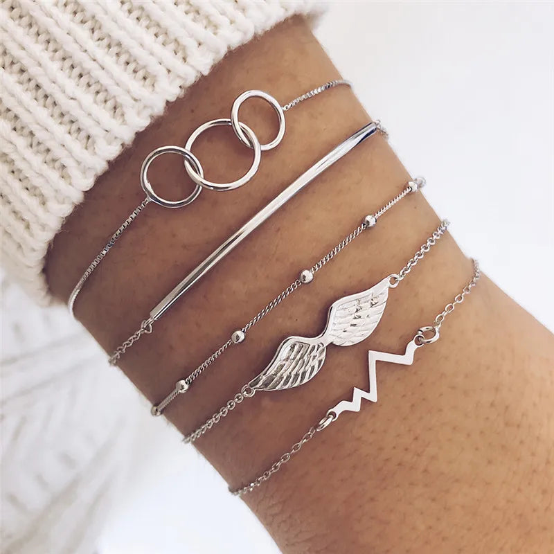Cuban Chain Bracelet Set for Women, Gold Color, Boho Retro, Thick Twist, Trendy Quality Jewelry Gifts, 11Pcs, 2024