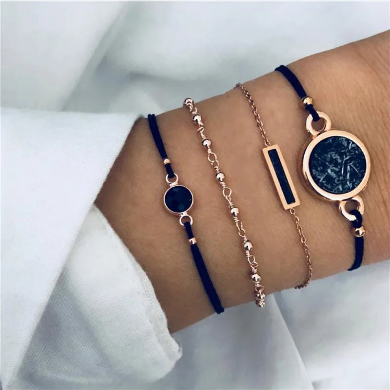 Cuban Chain Bracelet Set for Women, Gold Color, Boho Retro, Thick Twist, Trendy Quality Jewelry Gifts, 11Pcs, 2024