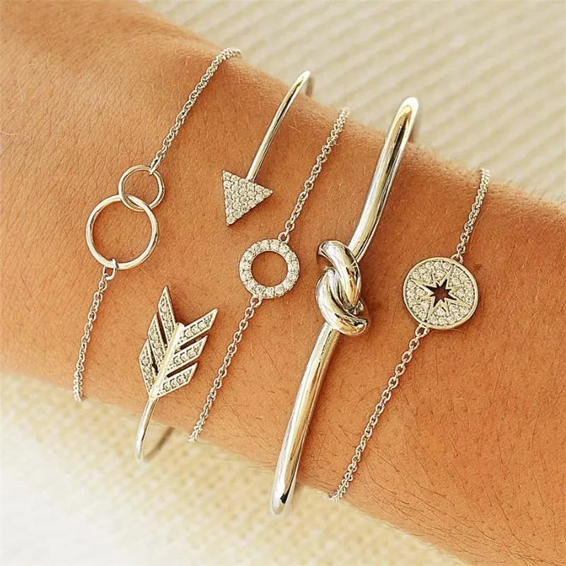 Cuban Chain Bracelet Set for Women, Gold Color, Boho Retro, Thick Twist, Trendy Quality Jewelry Gifts, 11Pcs, 2024