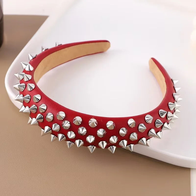 Punk Girl Hollowed Out Eyelets Wide Elastic Headband Stretchy Metal Rock Steampunk for Sports Headbands Hair Accessories